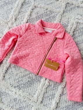 NWT Young Hearts Pink Quilted Zip Jacket
